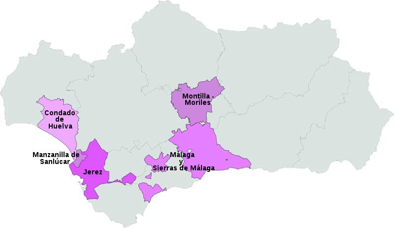 Андалусия, карта винных регионов Андалусия, карта винных регионов