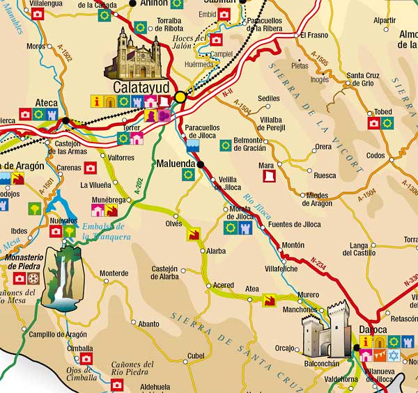 Карта зоны Монастерио-де-Пьедра